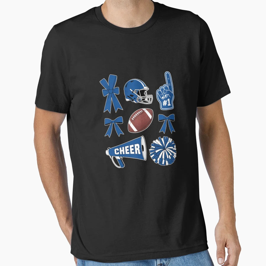 Blue Cheer Football Game Day Coquette Bow T-Shirt - Novelty Apparel Unisex - T-Shirt, Sweatshirt, Hoodie