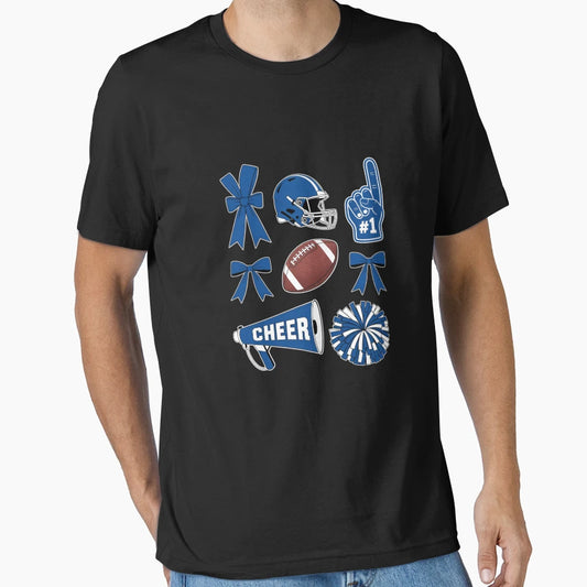 Blue Cheer Football Game Day Coquette Bow T-Shirt - Novelty Apparel Unisex - T-Shirt, Sweatshirt, Hoodie