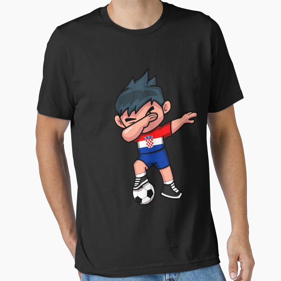Soccer Boy Dabbing Croatia by melsens - Adult & Kids T-Shirts, Sweatshirts & Hoodies apparel design preview 1