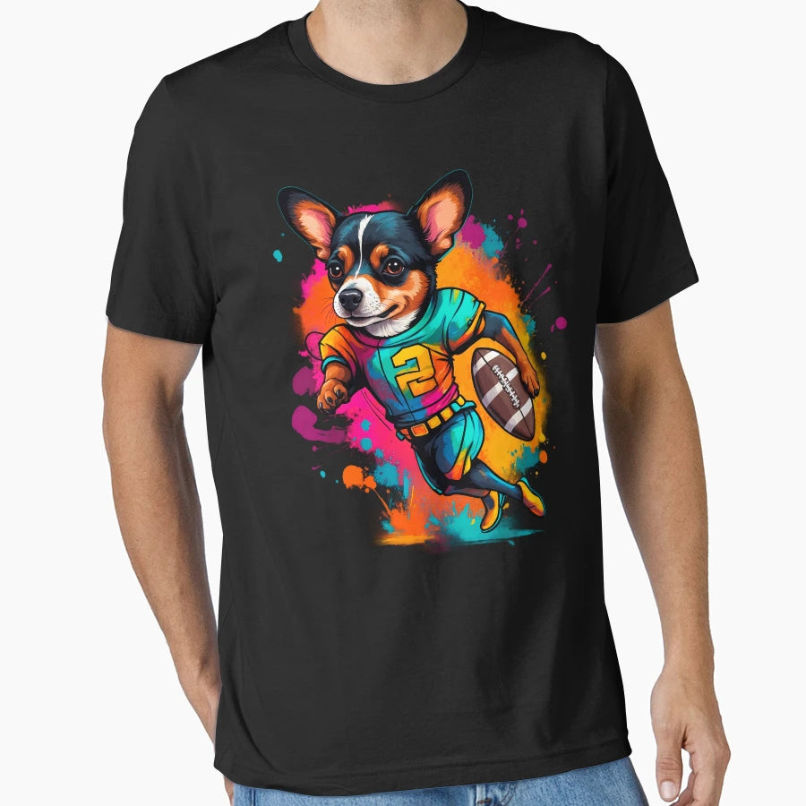 Chiahuahua Dachshund Playing American T-Shirt - Streetwear Style Men Women - T-Shirt, Sweatshirt, Hoodie