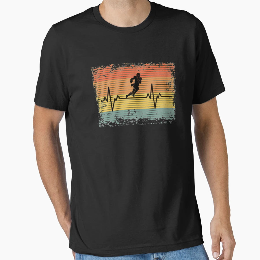 Heartbeat Football Gift T-Shirt - Aesthetic Graphic Men Women - T-Shirt, Sweatshirt, Hoodie