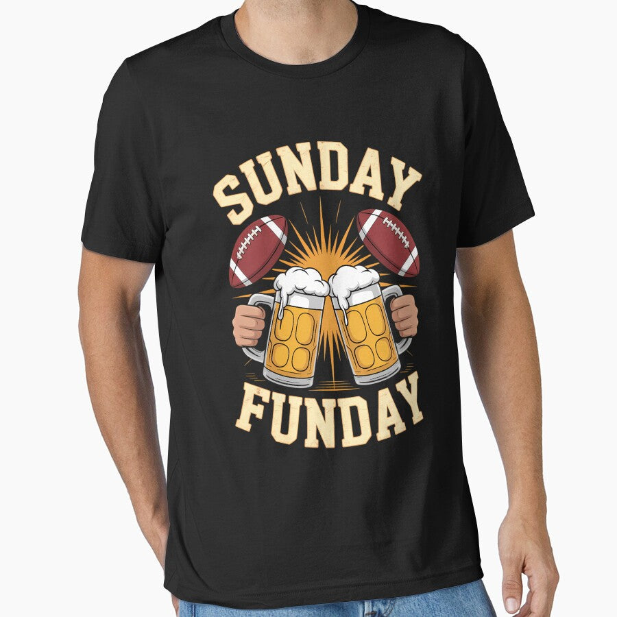 Sunday Funday Funny Football Sport Lovers Beer by - Adult & Kids T-Shirts, Sweatshirts & Hoodies apparel design preview 1