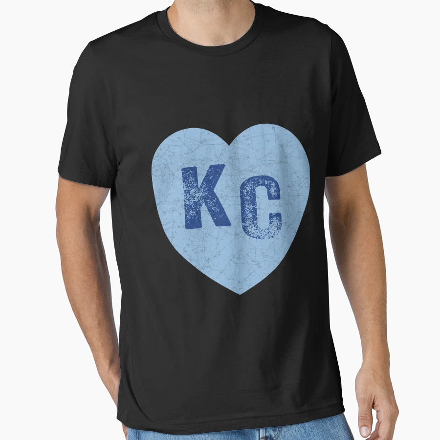 Blue Kc Heart Kansas City Hearts I T-Shirt - Aesthetic Graphic Men Women - T-Shirt, Sweatshirt, Hoodie