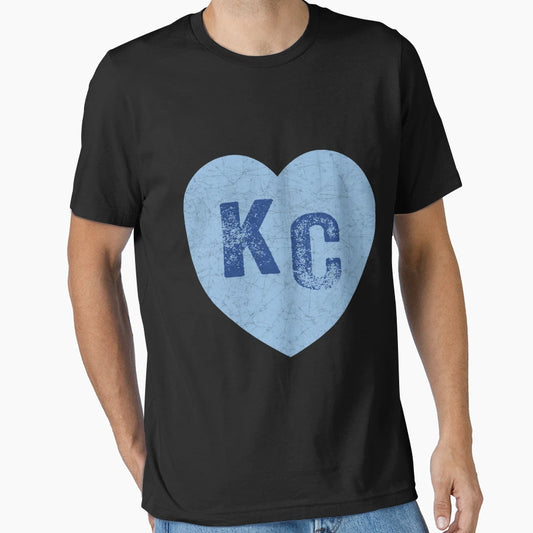 Blue Kc Heart Kansas City Hearts I T-Shirt - Aesthetic Graphic Men Women - T-Shirt, Sweatshirt, Hoodie