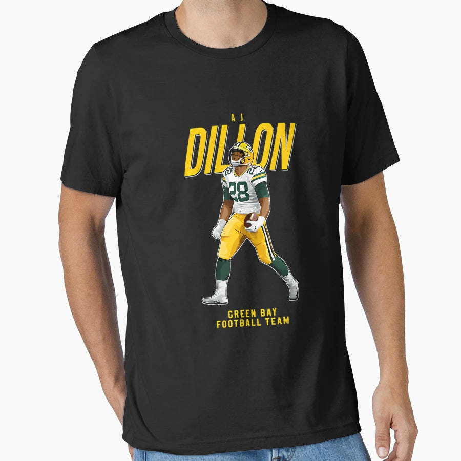 Aj Dillon 28 Green Bay Football Team T-Shirt - Trendy Graphic Unisex - T-Shirt, Sweatshirt, Hoodie