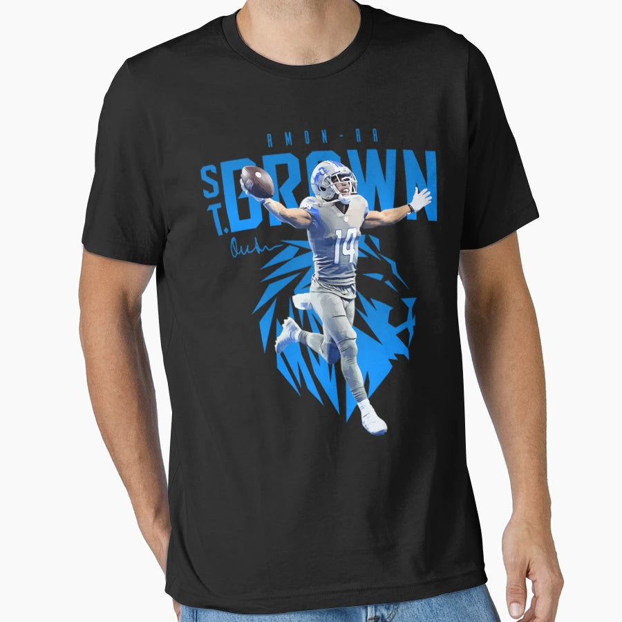 Amon Sport Ra St Brown Football T T-Shirt - Streetwear Style for Adults - T-Shirt, Sweatshirt, Hoodie