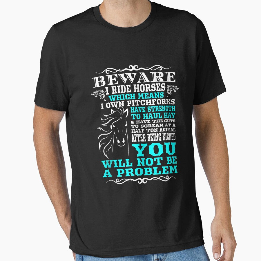 Beware I Ride Horses Funny Horse Gift Lover Tank Top - Adult & Kids T-Shirts, Sweatshirts & Hoodies apparel design preview 1