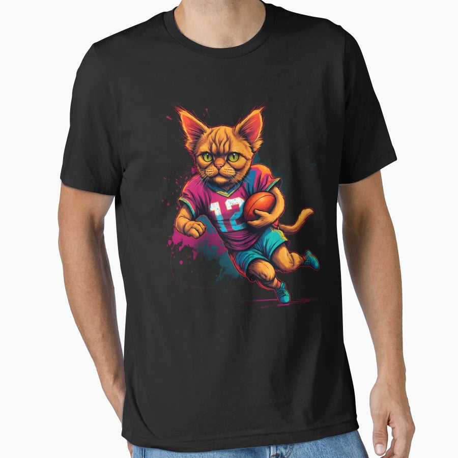 Grumpy Persian Cat Playing American T-Shirt - Minimalist Print for Adults - T-Shirt, Sweatshirt, Hoodie