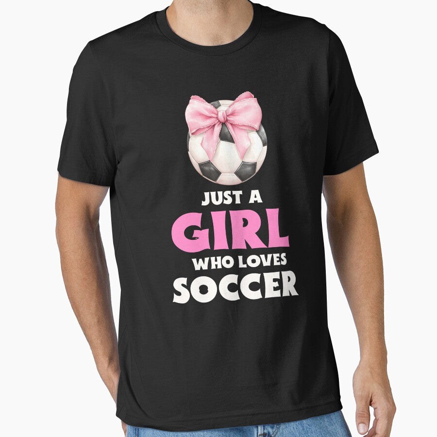 Just a Girl who Loves Soccer by 87-Aesthetics - Adult & Kids T-Shirts, Sweatshirts & Hoodies apparel design preview 1