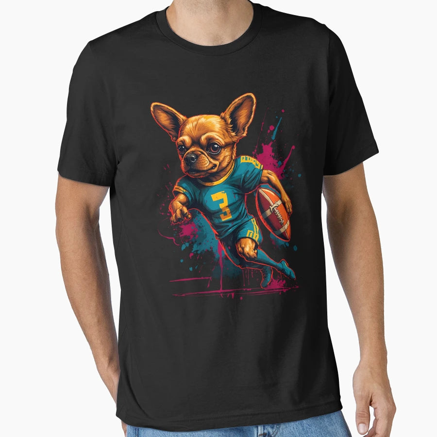 Chihuahua Dog Playing American T-Shirt - Streetwear Style for Adults - T-Shirt, Sweatshirt, Hoodie