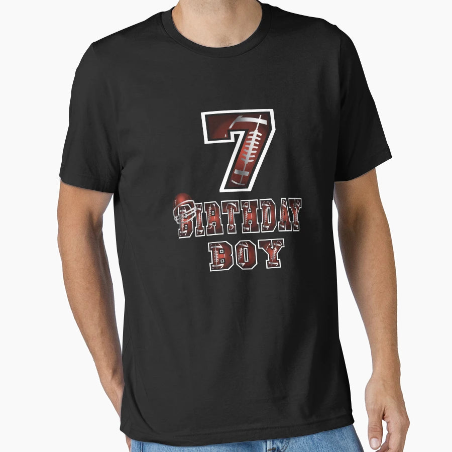 7Th Birthday 7 Years Old Football T-Shirt - Custom Art Print Men Women - T-Shirt, Sweatshirt, Hoodie