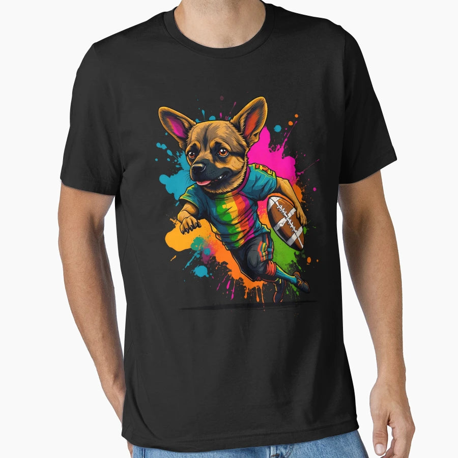 German Sheppard Dog Playing American T-Shirt - Novelty Apparel for Adults - T-Shirt, Sweatshirt, Hoodie