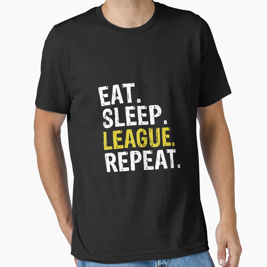 Eat Sleep League Repeat Sports Game T-Shirt - Trendy Graphic for Adults - T-Shirt, Sweatshirt, Hoodie