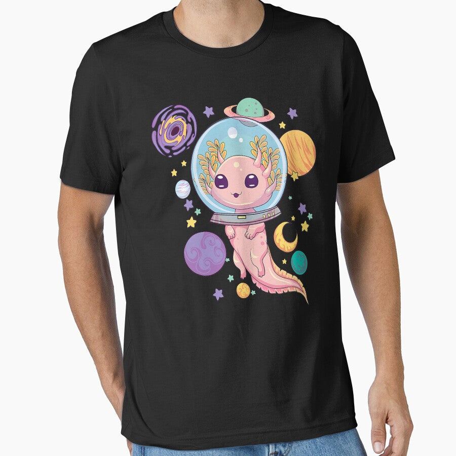 Space Axolotl Kawaii Funny Lover by xmjajd - Adult & Kids T-Shirts, Sweatshirts & Hoodies apparel design preview 1