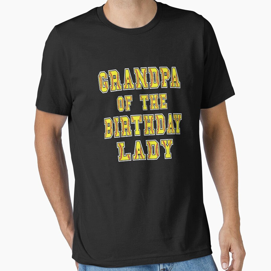 Grandpa Of The Birthday Lady Softball Lover B-day - Adult & Kids T-Shirts, Sweatshirts & Hoodies apparel design preview 1