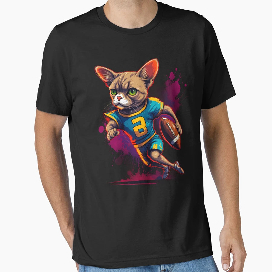 Shorthair Cat Playing American T-Shirt - Aesthetic Graphic Men Women - T-Shirt, Sweatshirt, Hoodie