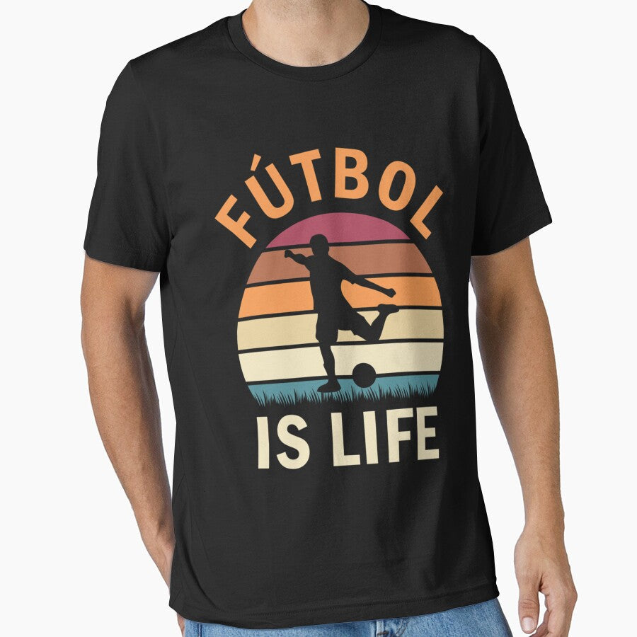 Fútbol Is Life Football and Soccer Lover Vintage - Adult & Kids T-Shirts, Sweatshirts & Hoodies apparel design preview 1