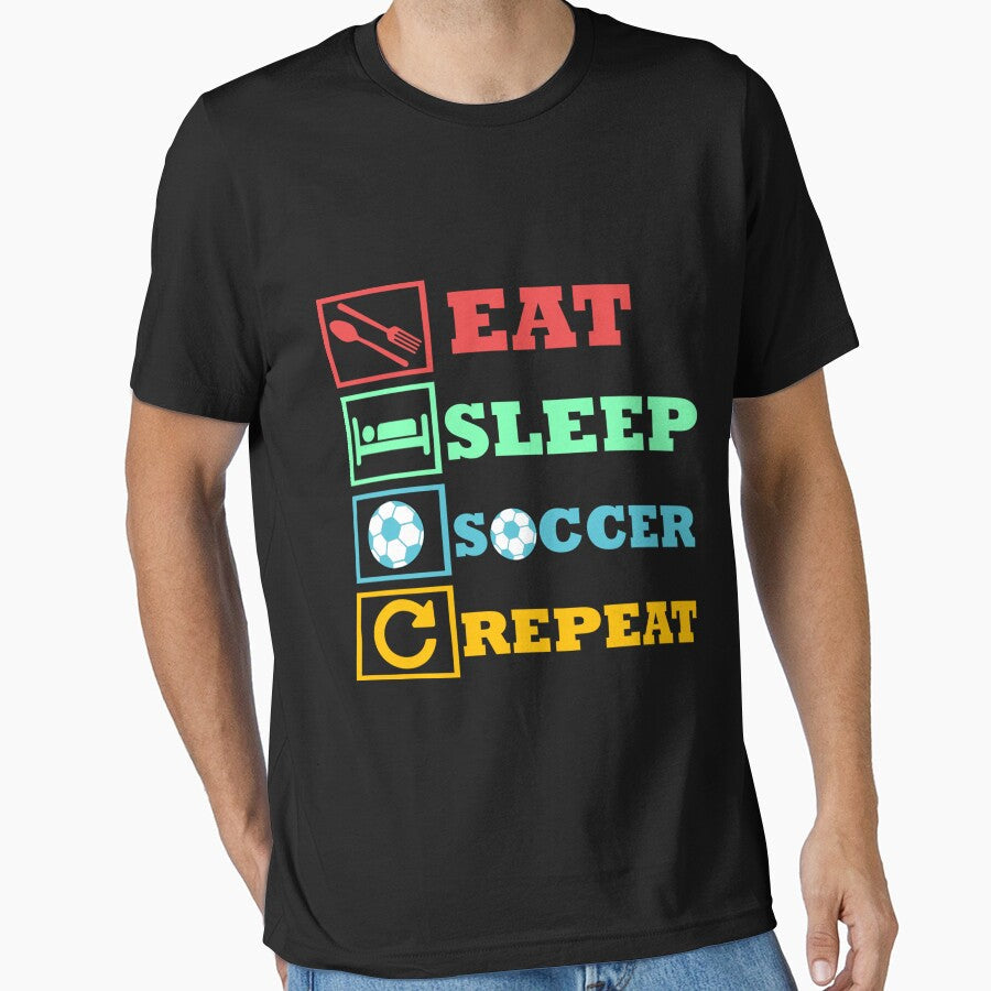 Eat Sleep Soccer Repeat Sticker by maude5ig - Adult & Kids T-Shirts, Sweatshirts & Hoodies apparel design preview 1