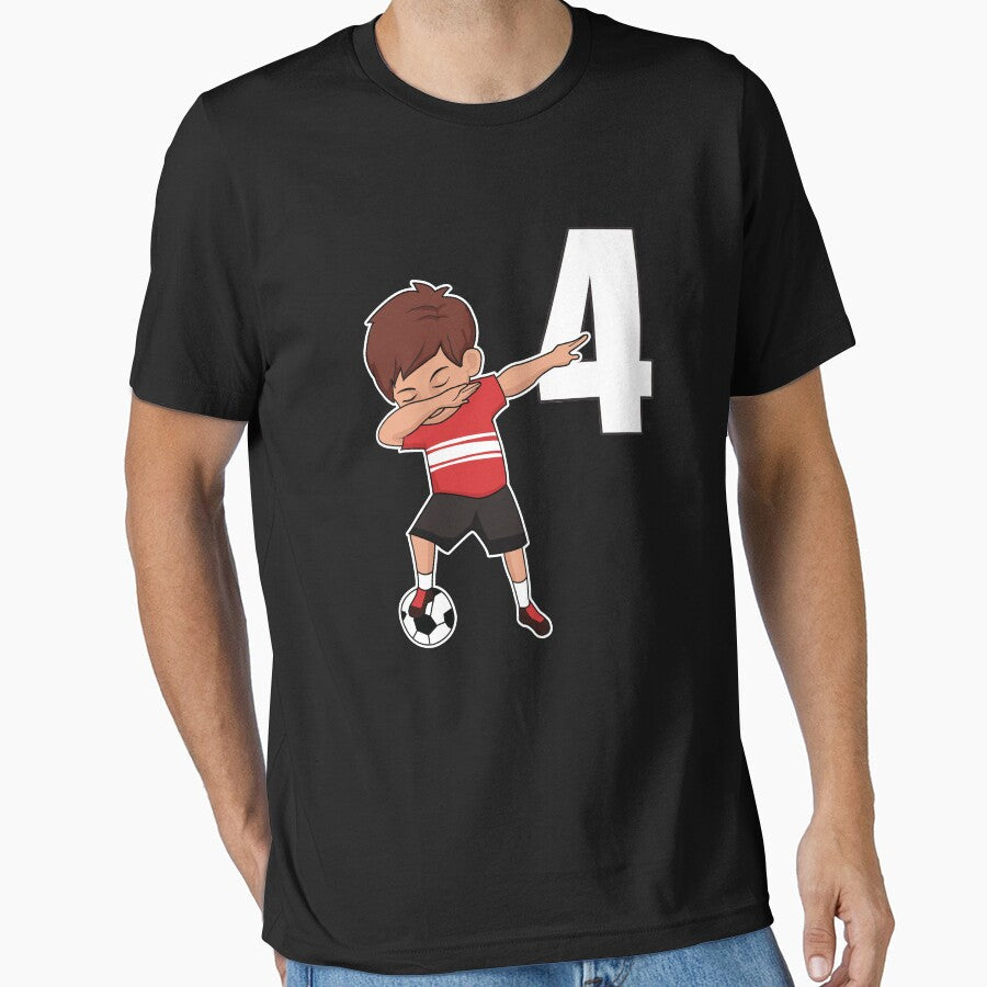 Awesome Soccer Player Number 4 Athlete Athletic - Adult & Kids T-Shirts, Sweatshirts & Hoodies apparel design preview 1