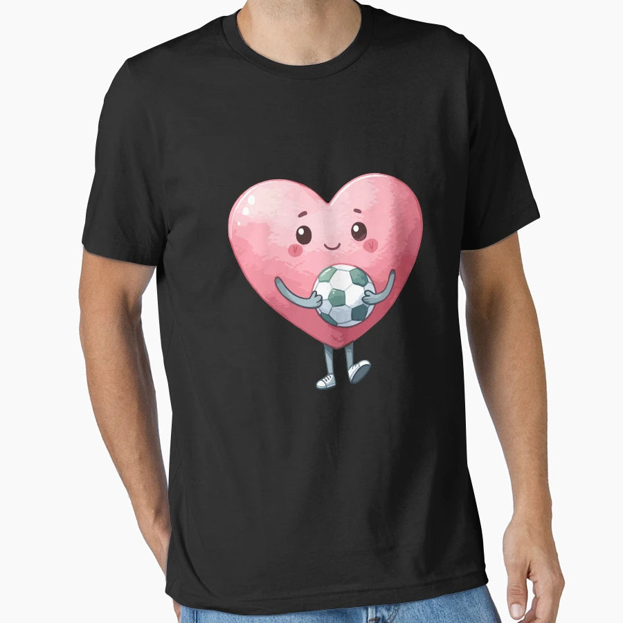 Funny Heart Playing Soccer Happy T-Shirt - Graphic Print for Adults - T-Shirt, Sweatshirt, Hoodie