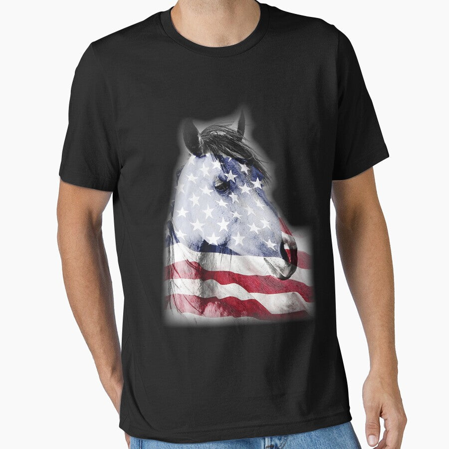 Patriotic Horse Head Lover Independence Day Pet - Adult & Kids T-Shirts, Sweatshirts & Hoodies apparel design preview 1