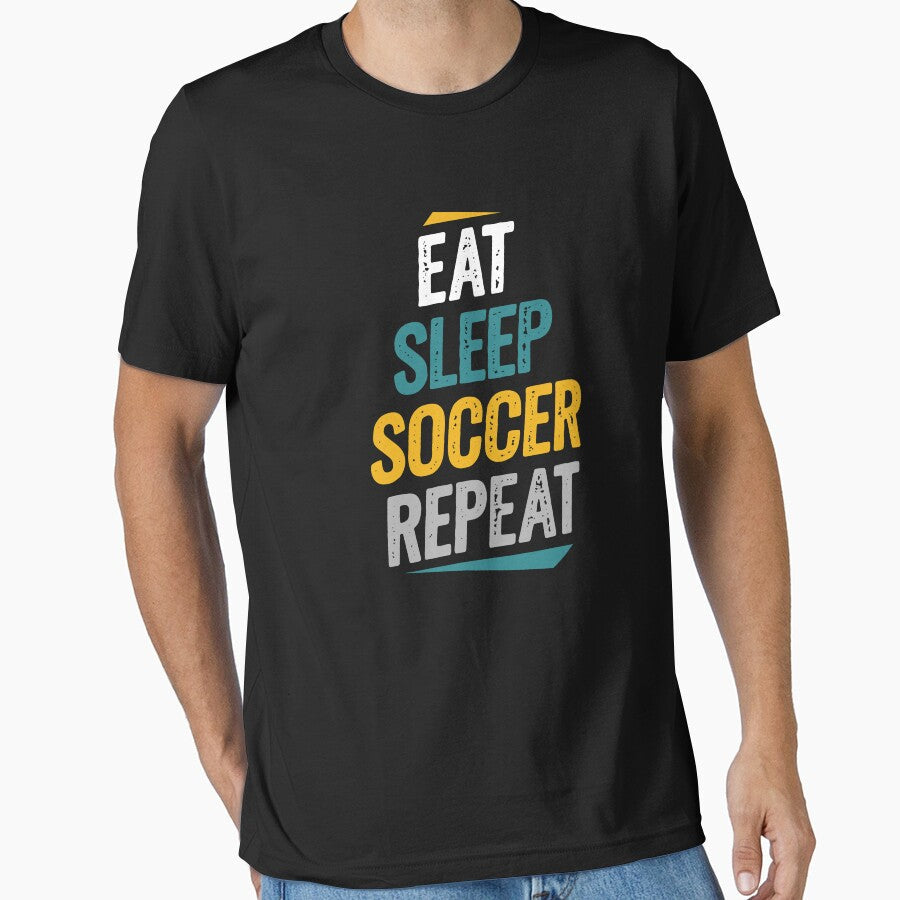 Eat Sleep Soccer Repeat Fans by Go-Fun - Adult & Kids T-Shirts, Sweatshirts & Hoodies apparel design preview 1