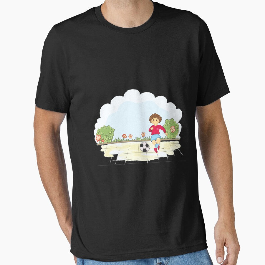 Kid Playing Soccer Essential by dianesandraon - Adult & Kids T-Shirts, Sweatshirts & Hoodies apparel design preview 1