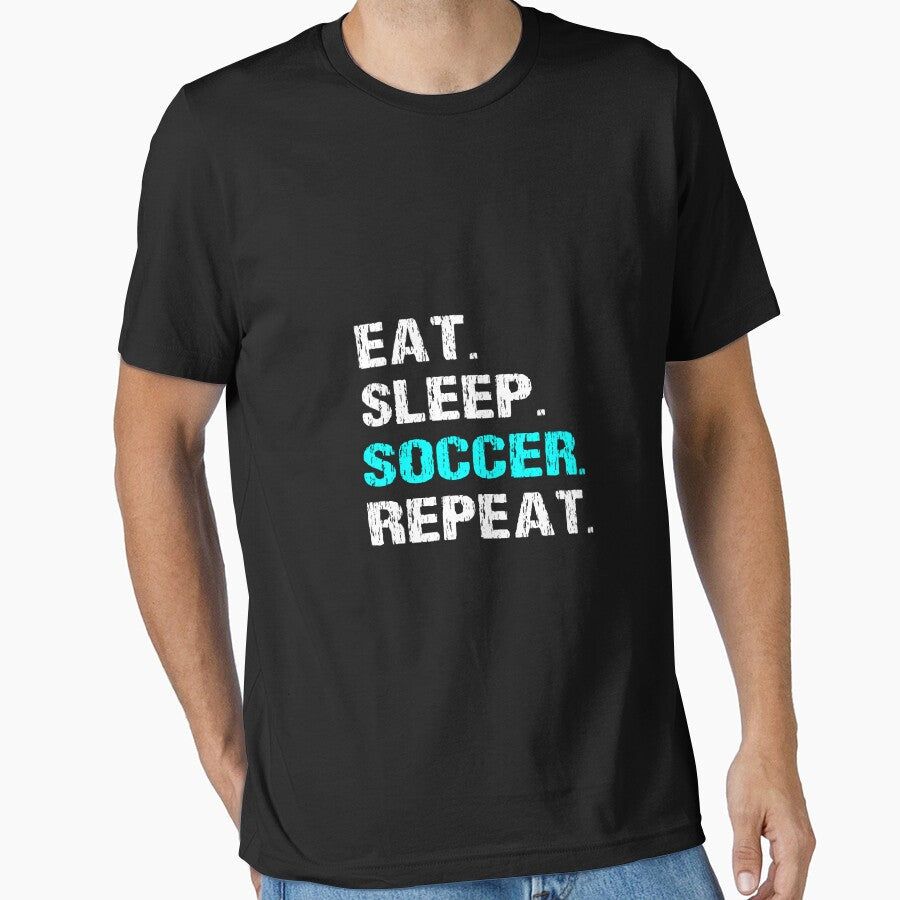 Eat Sleep Soccer Repeat Funny Player Coach Manager - Adult & Kids T-Shirts, Sweatshirts & Hoodies apparel design preview 1