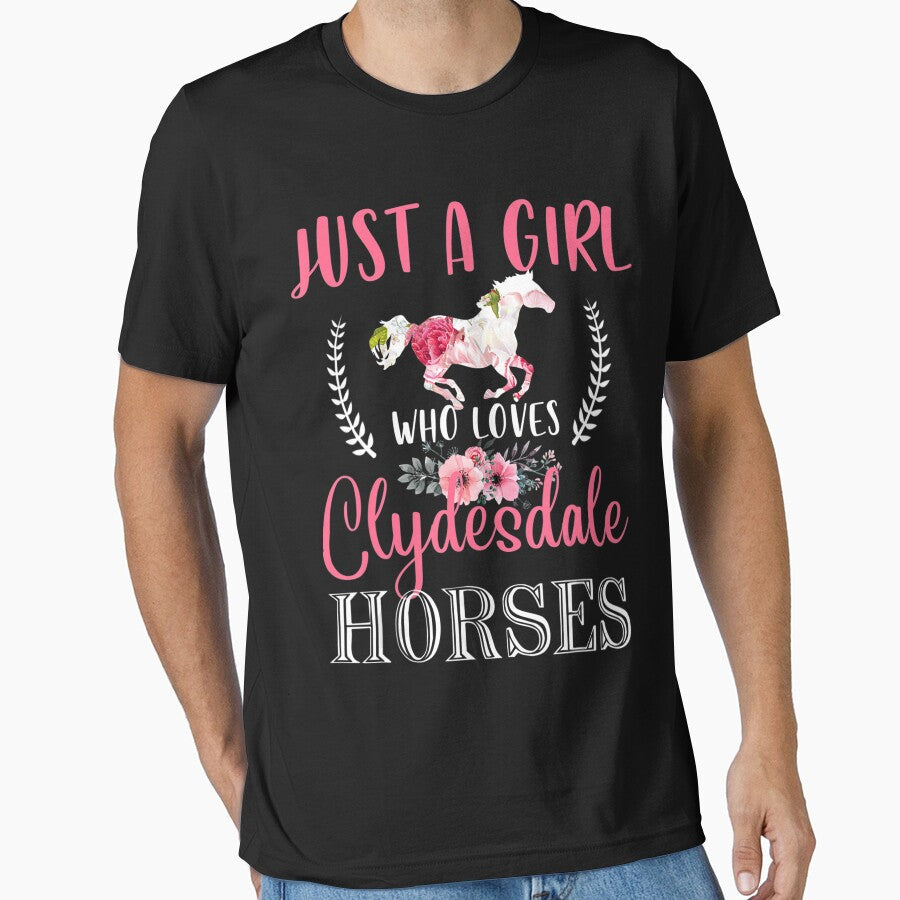 Just A Girl Who Loves Clydesdale Horses Pet Animal - Adult & Kids T-Shirts, Sweatshirts & Hoodies apparel design preview 1