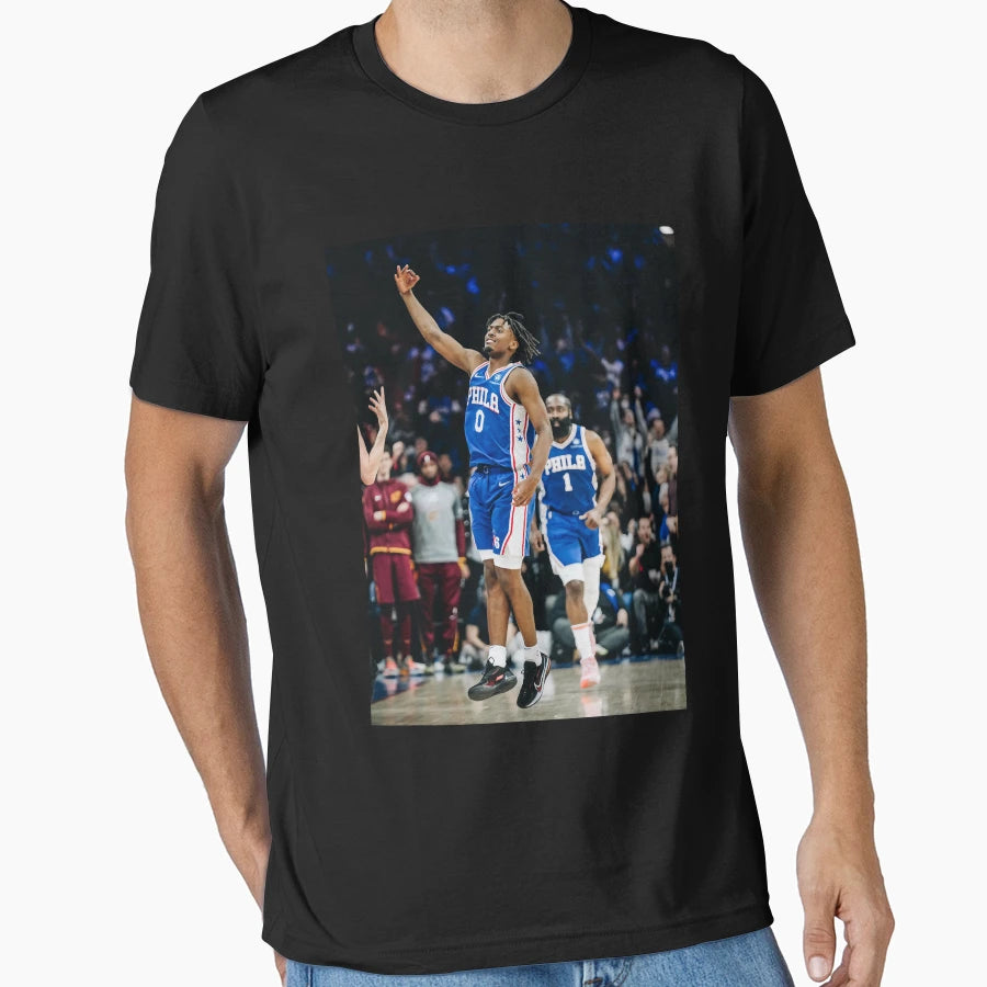 Tyrese Maxey 0 Celebrate Three Points T-Shirt - Graphic Print Unisex - T-Shirt, Sweatshirt, Hoodie