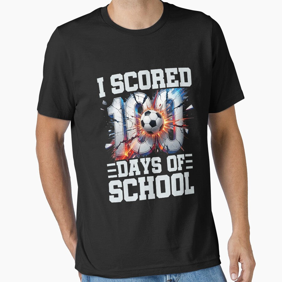 I Scored 100 Days of School Soccer 100th Day Boys by - Adult & Kids T-Shirts, Sweatshirts & Hoodies apparel design preview 1