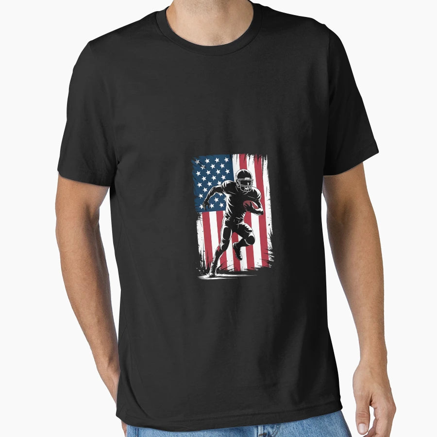 American Flag Football Player T-Shirt - Minimalist Print for Adults - T-Shirt, Sweatshirt, Hoodie