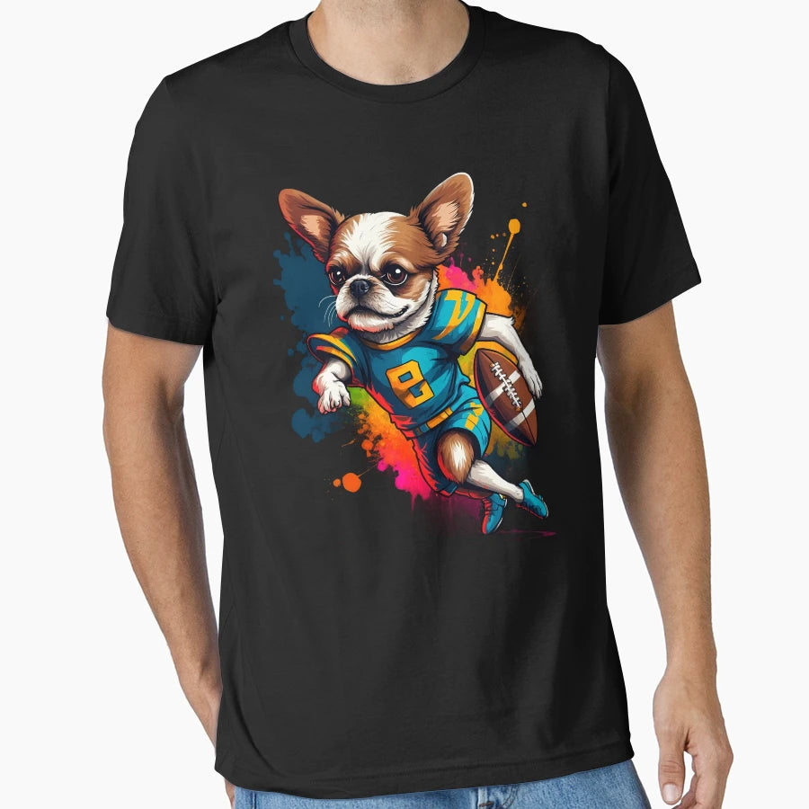 Shih Tzu Dog Playing American Football T-Shirt - Aesthetic Graphic Unisex - T-Shirt, Sweatshirt, Hoodie