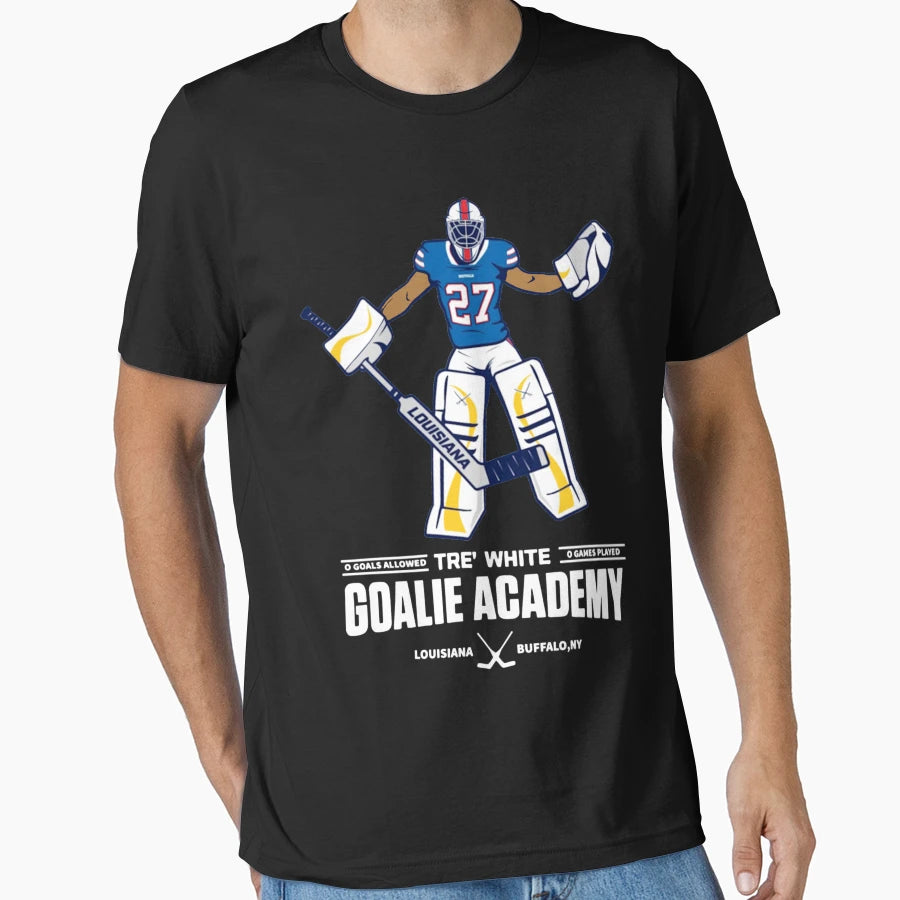 Tre White Goalie Academy T-Shirt - Aesthetic Graphic for Adults - T-Shirt, Sweatshirt, Hoodie