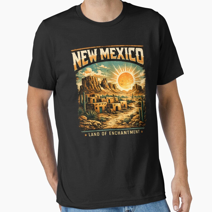 Vintage New Mexico Desert Sunset Land of Enchantment - Adult & Kids T-Shirts, Sweatshirts & Hoodies apparel design preview 1