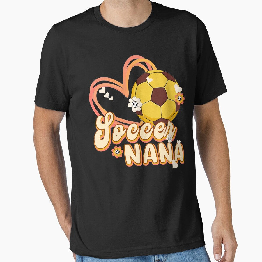 Retro Floral Soccer Nana Graphic by LarryMBrown - Adult & Kids T-Shirts, Sweatshirts & Hoodies apparel design preview 1