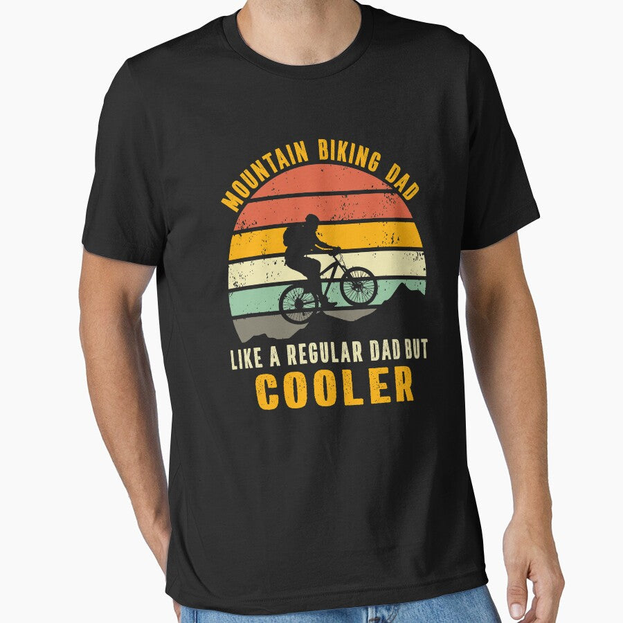 Mountain biking dad like a regular but cooler by - Adult & Kids T-Shirts, Sweatshirts & Hoodies apparel design preview 1
