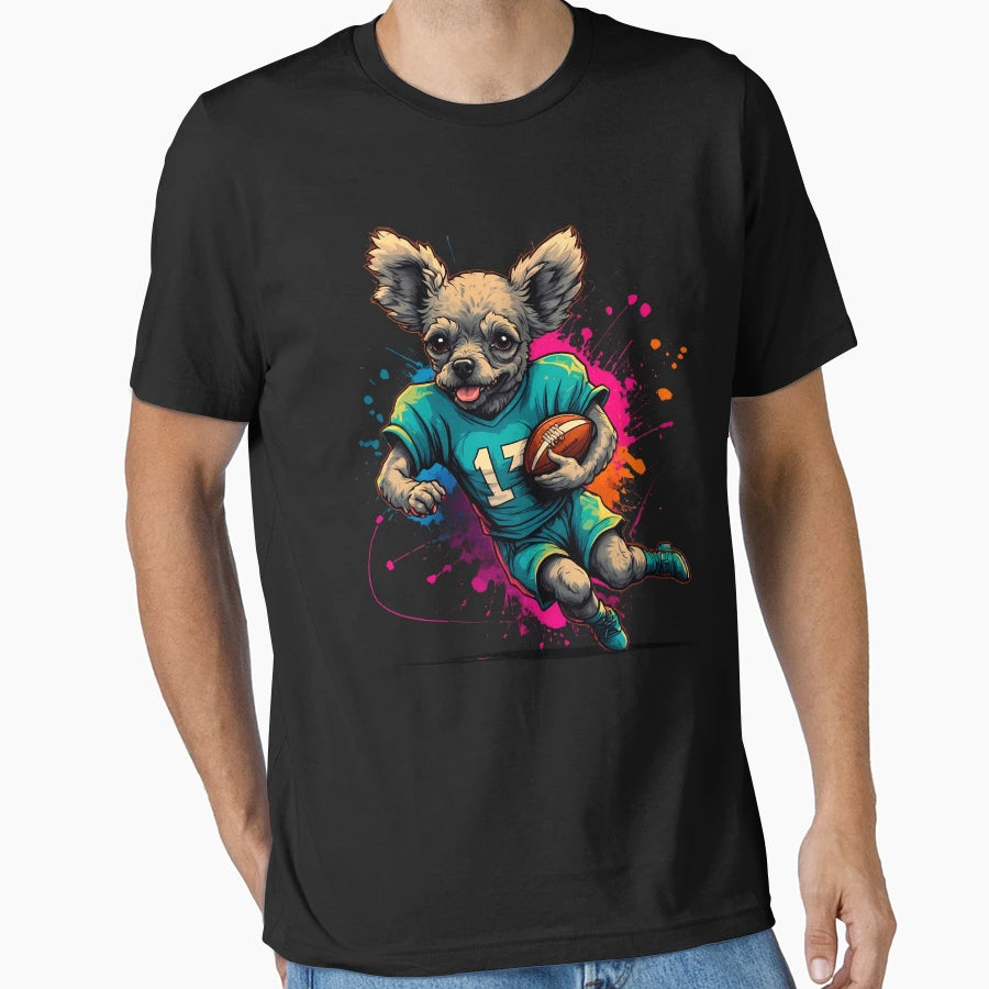 Poodle Dog Playing American T-Shirt - Casual Everyday Wear Men Women - T-Shirt, Sweatshirt, Hoodie