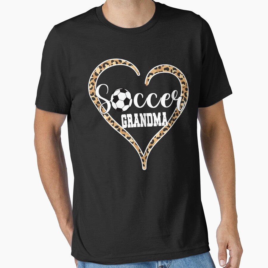 Leopard Heart Soccer Grandma by LarryMBrown - Adult & Kids T-Shirts, Sweatshirts & Hoodies apparel design preview 1
