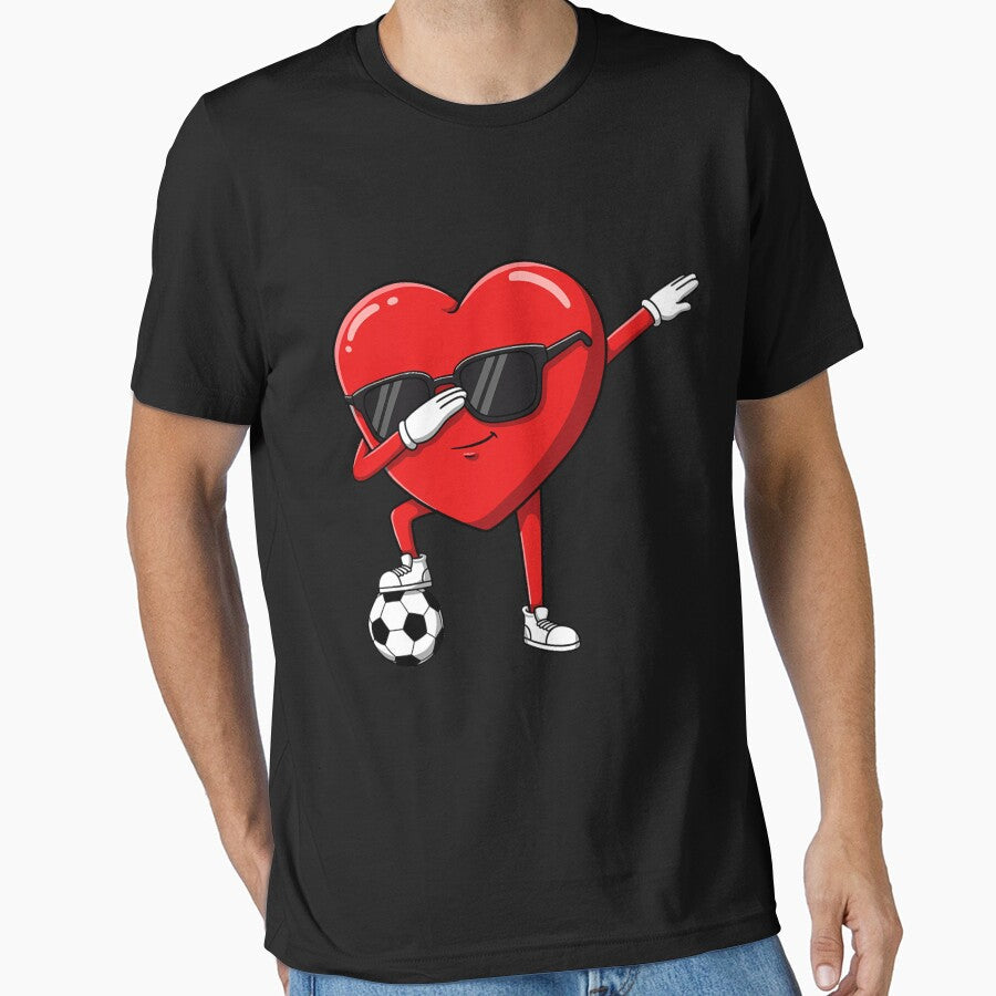 Dabbing Heart Dab Cute Valentines Day Boys Soccer - Adult & Kids T-Shirts, Sweatshirts & Hoodies apparel design preview 1