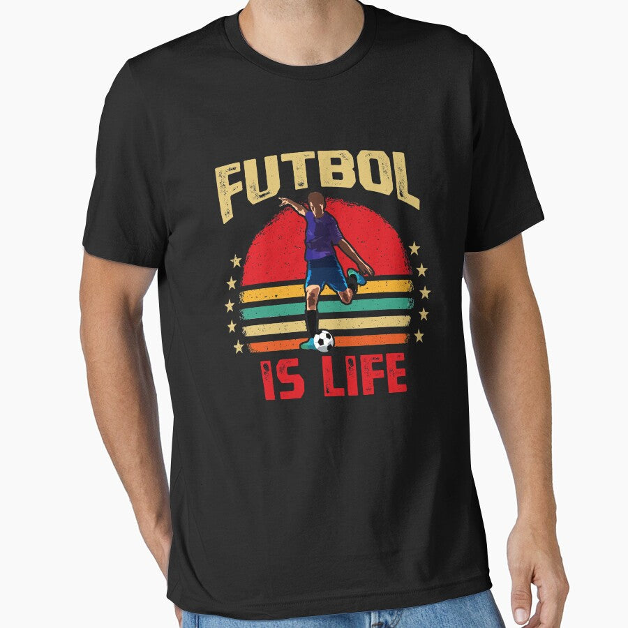 Futbol Is Life Soccer Funny Football Lover Vintage by - Adult & Kids T-Shirts, Sweatshirts & Hoodies apparel design preview 1