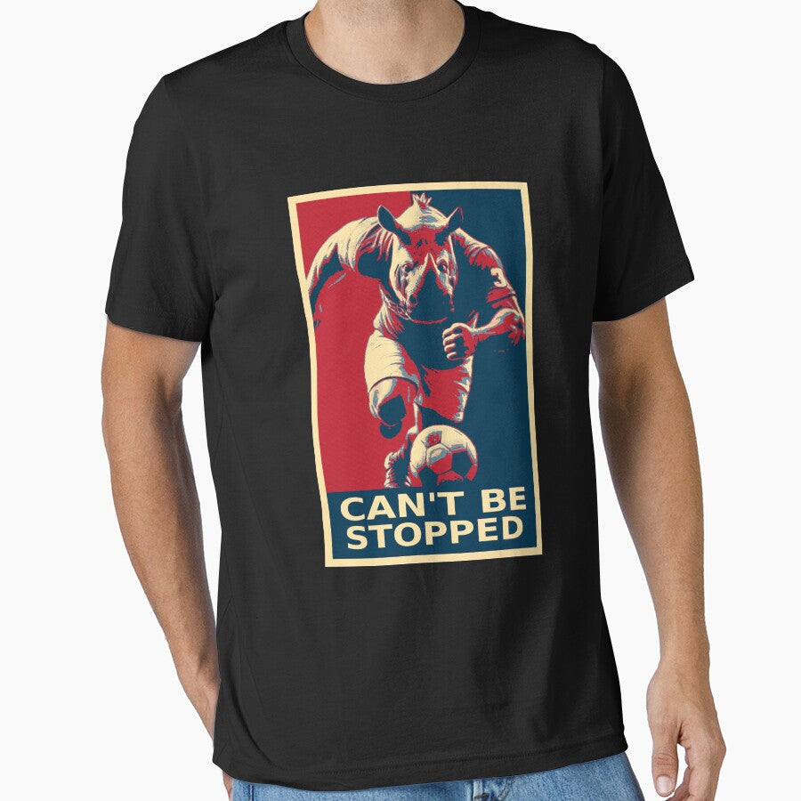 Can't Be Stopped Rhino Football (Soccer) Player by - Adult & Kids T-Shirts, Sweatshirts & Hoodies apparel design preview 1