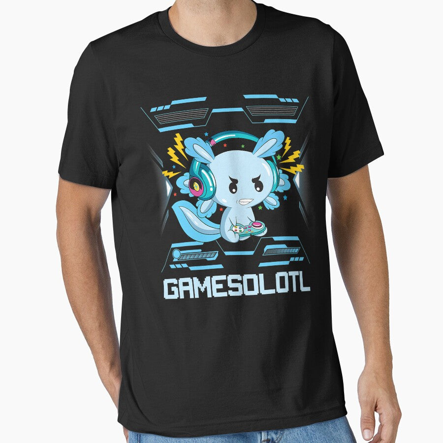 Gamesolotl Funny Gamer Axolotl Cute Video Game by - Adult & Kids T-Shirts, Sweatshirts & Hoodies apparel design preview 1