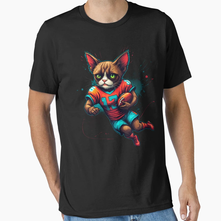 Grumpy Persian Cat Playing American T-Shirt - Aesthetic Graphic Unisex - T-Shirt, Sweatshirt, Hoodie