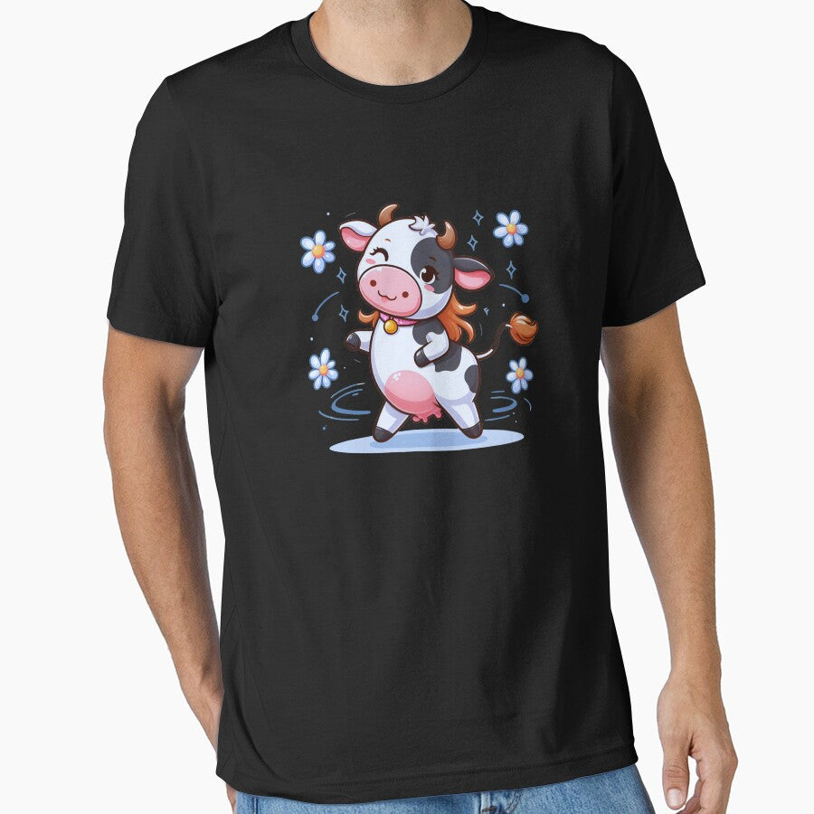 Dairy Delight: The Whimsical Waltz of Dancing Cow by - Adult & Kids T-Shirts, Sweatshirts & Hoodies apparel design preview 1