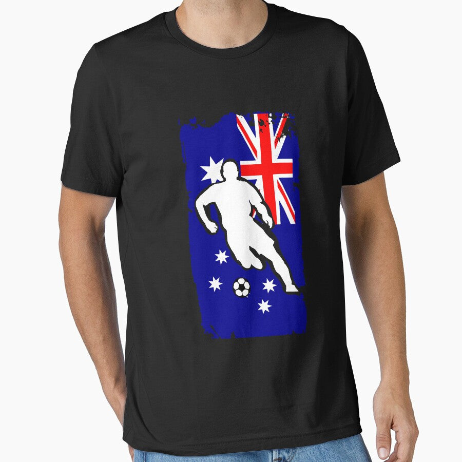 Australia Flag Soccer Player by melsens - Adult & Kids T-Shirts, Sweatshirts & Hoodies apparel design preview 1