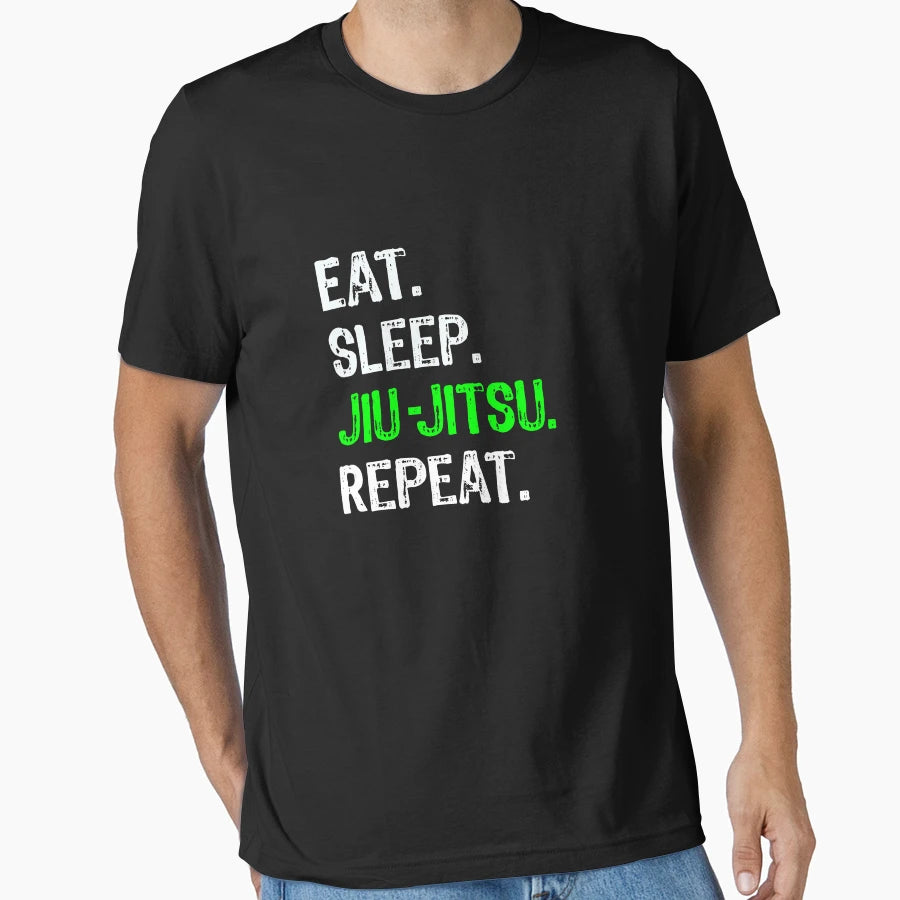 Funny Mma Jiu Jitsu Gift Eat Sleep Jiu T-Shirt - Trendy Graphic for Adults - T-Shirt, Sweatshirt, Hoodie
