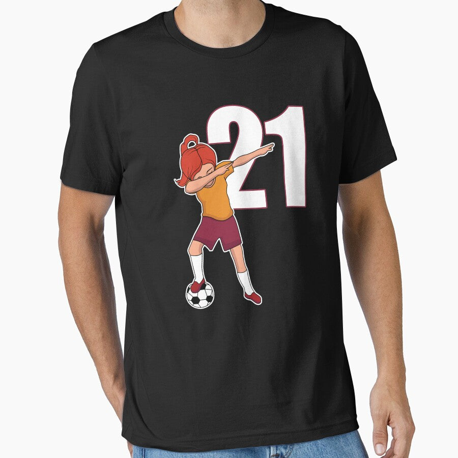 Awesome Soccer Player Girl Number 21 Athlete Women - Adult & Kids T-Shirts, Sweatshirts & Hoodies apparel design preview 1