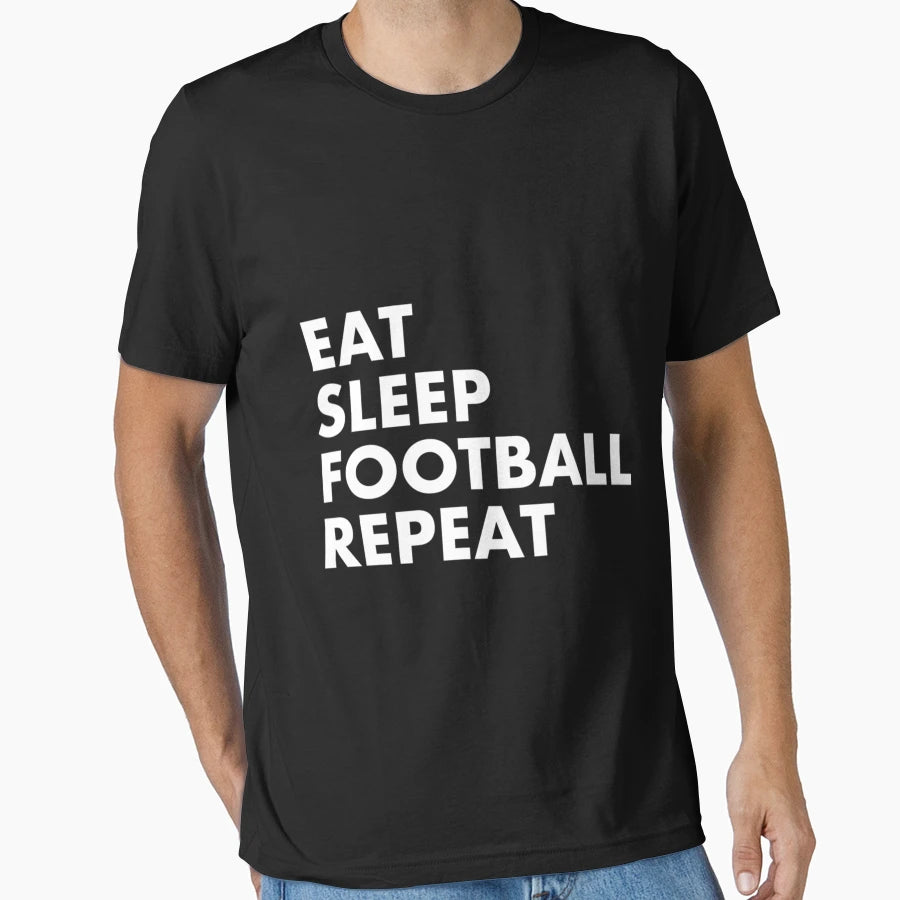 Eat Sleep Football Repeat Zipped Hoodie - Casual Everyday Wear Men Women - T-Shirt, Sweatshirt, Hoodie