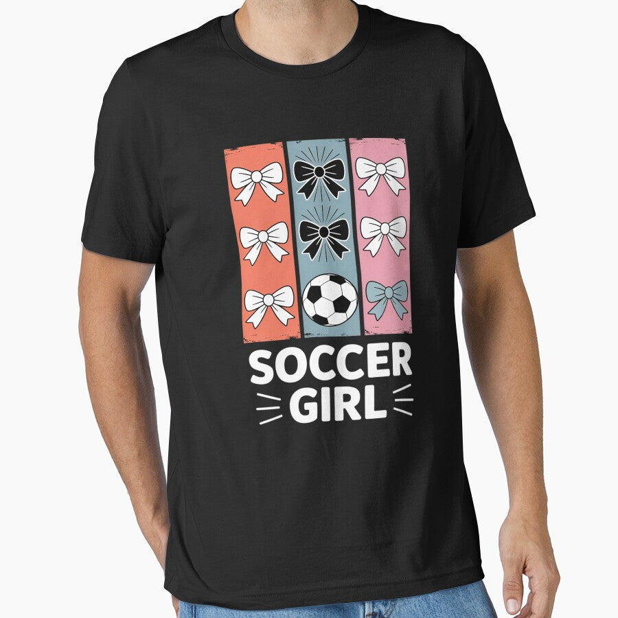Cute Soccer Girl Coquette Bow Brushstroke by - Adult & Kids T-Shirts, Sweatshirts & Hoodies apparel design preview 1